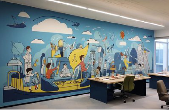 广南办公室墙绘的特点。